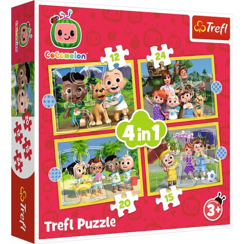 Puzzle - "4w1 (12, 15, 20, 24)" - Cocomelon, Poznaj bohaterów Trefl 34647 Puzzle - "4w1 (12, 15, 20, 24)" - Cocomelon, Poznaj bohaterów Trefl 34647