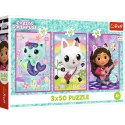 Puzzle - 3x50 - Poznajcie Gabby i kotki - Universal Gabbys Dollhouse Trefl 34876