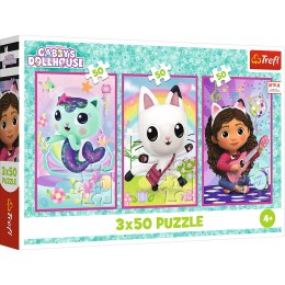 Puzzle - 3x50 - Poznajcie Gabby i kotki - Universal Gabbys Dollhouse Trefl 34876