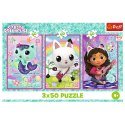 Puzzle - 3x50 - Poznajcie Gabby i kotki - Universal Gabbys Dollhouse Trefl 34876
