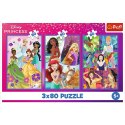 Puzzle - 3x80 - Księżniczki przyjaciółki - Disney Princess Trefl 34884