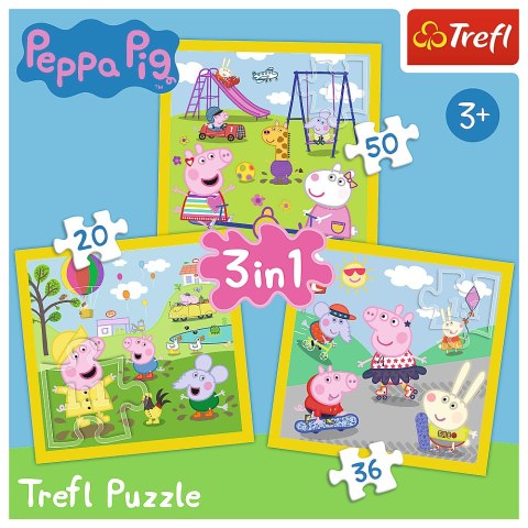 Puzzle - 3w1 - Wesoły dzień Peppy - Peppa Pig Trefl 34849 Puzzle - 3w1 - Wesoły dzień Peppy - Peppa Pig Trefl 34849