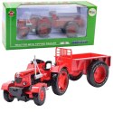 Metalowy Traktor Rolniczy Z Przyczepą Czerwony 1:18 Metalowy Traktor Rolniczy Z Przyczepą Czerwony 1:18