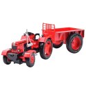 Metalowy Traktor Rolniczy Z Przyczepą Czerwony 1:18 Metalowy Traktor Rolniczy Z Przyczepą Czerwony 1:18