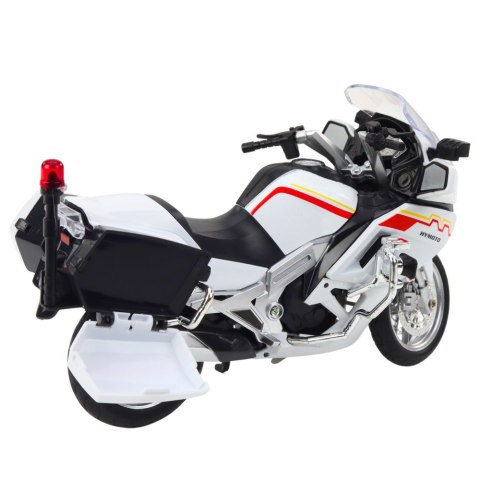 Motocykl Metalowy Światła Dźwięki Biały Czerwone Żółte Linie 1:12 Motocykl Metalowy Światła Dźwięki Biały Czerwone Żółte Linie 1:12