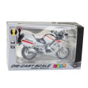 Motocykl Metalowy Światła Dźwięki Biały Czerwone Żółte Linie 1:12 Motocykl Metalowy Światła Dźwięki Biały Czerwone Żółte Linie 1:12