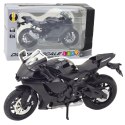 Motocykl Sportowy Metalowy Światła Dźwięki Srebrne Elementy Czarny 1:12 Motocykl Sportowy Metalowy Światła Dźwięki Srebrne Elementy Czarny 1:12