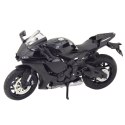 Motocykl Sportowy Metalowy Światła Dźwięki Srebrne Elementy Czarny 1:12 Motocykl Sportowy Metalowy Światła Dźwięki Srebrne Elementy Czarny 1:12