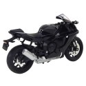 Motocykl Sportowy Metalowy Światła Dźwięki Srebrne Elementy Czarny 1:12 Motocykl Sportowy Metalowy Światła Dźwięki Srebrne Elementy Czarny 1:12