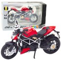 Motocykl Sportowy Metalowy Światła Dźwięki Srebrne Elementy Czerwony 1:12 Motocykl Sportowy Metalowy Światła Dźwięki Srebrne Elementy Czerwony 1:12