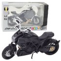 Motocykl Sportowy Metalowy Światła Dźwięki Złote Elementy Czarny 1:12 Motocykl Sportowy Metalowy Światła Dźwięki Złote Elementy Czarny 1:12