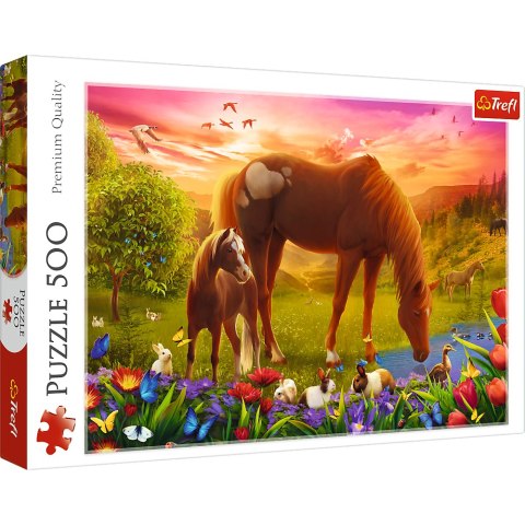 Puzzle - 500 - Konie na łące Trefl 37451 Puzzle - 500 - Konie na łące Trefl 37451
