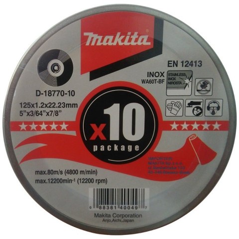 TARCZA TNĄCA INOX 125*1.2 WA60T PŁASKA 10 SZT TARCZA TNĄCA INOX 125*1.2 WA60T PŁASKA 10 SZT