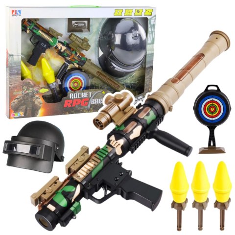 Zestaw Wojskowy Militarny Bazooka RPG Hełm Tracza Piankowe Pociski Zestaw Wojskowy Militarny Bazooka RPG Hełm Tracza Piankowe Pociski