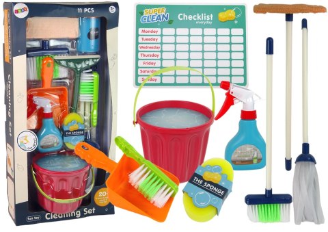 Zestaw do Sprzątania Cleaning Set 11 Elementów AGD Mop Miotła Wiadro Zestaw do Sprzątania Cleaning Set 11 Elementów AGD Mop Miotła Wiadro