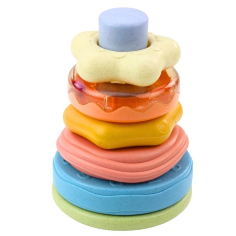 Wieża z Kółek Układanka Sensoryczna Dla Malucha Pastelowa 17cm Wieża z Kółek Układanka Sensoryczna Dla Malucha Pastelowa 17cm
