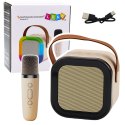 Zestaw Karaoke Głośnik Mikrofon Bezprzewodowy K12 RGB Bluetooth Beżowy Zestaw Karaoke Głośnik Mikrofon Bezprzewodowy K12 RGB Bluetooth Beżowy