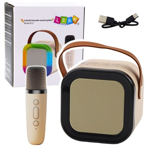 Zestaw Karaoke Głośnik Mikrofon Bezprzewodowy K12 RGB Bluetooth Beżowy Zestaw Karaoke Głośnik Mikrofon Bezprzewodowy K12 RGB Bluetooth Beżowy