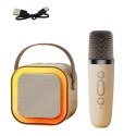 Zestaw Karaoke Głośnik Mikrofon Bezprzewodowy K12 RGB Bluetooth Beżowy Zestaw Karaoke Głośnik Mikrofon Bezprzewodowy K12 RGB Bluetooth Beżowy