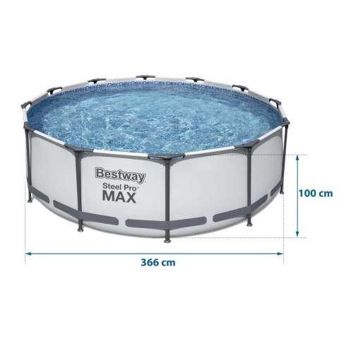 Basen ogrodowy stelażowy 366 x 100 cm zestaw 17w1 Bestway 56418 Basen ogrodowy stelażowy 366 x 100 cm zestaw 17w1 Bestway 56418
