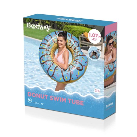 Dmuchane koło plażowe do pływania niebieski Donut 107cm BESTWAY Dmuchane koło plażowe do pływania niebieski Donut 107cm BESTWAY