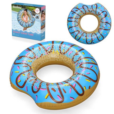 Dmuchane koło plażowe do pływania niebieski Donut 107cm BESTWAY Dmuchane koło plażowe do pływania niebieski Donut 107cm BESTWAY