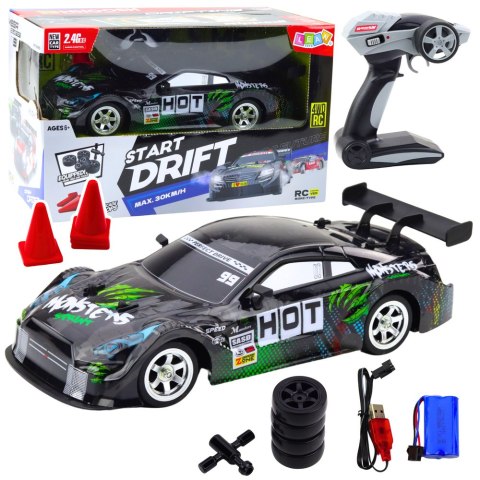 Samochód Wyścigowy Auto Do Driftu RC Czarno Zielone 30km/h 1:16 Samochód Wyścigowy Auto Do Driftu RC Czarno Zielone 30km/h 1:16