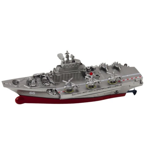 Statek Militarny Łódź Zdalnie Sterowana RC Srebrna 15cm Statek Militarny Łódź Zdalnie Sterowana RC Srebrna 15cm