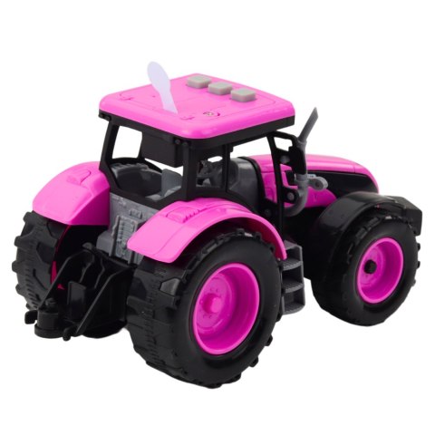 Traktor Farmerski Rolniczy Na Baterie Światła Dźwięki Różowy Traktor Farmerski Rolniczy Na Baterie Światła Dźwięki Różowy