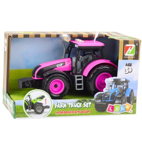 Traktor Farmerski Rolniczy Na Baterie Światła Dźwięki Różowy Traktor Farmerski Rolniczy Na Baterie Światła Dźwięki Różowy