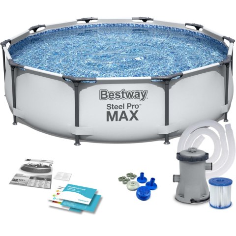 Basen ogrodowy stelażowy 305 x 76 cm zestaw 9w1 Bestway 56408 Basen ogrodowy stelażowy 305 x 76 cm zestaw 9w1 Bestway 56408