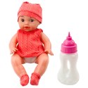 Lalka Bobas Z Butelką Do Karmienia Różowe Ubranko Dźwięki 30cm Lalka Bobas Z Butelką Do Karmienia Różowe Ubranko Dźwięki 30cm