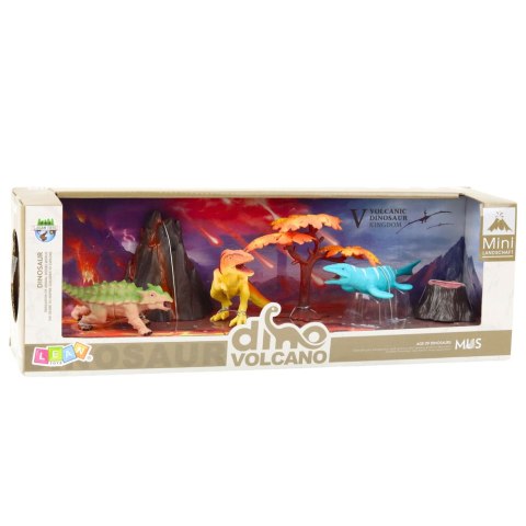 Zestaw Realistycznych Figurek Dinozaury Wulkan Drzewo 6el Zestaw Realistycznych Figurek Dinozaury Wulkan Drzewo 6el