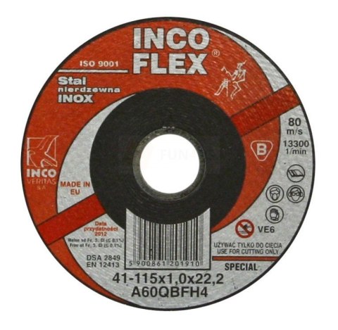 TARCZA PŁASKA INOX T1A 115*1.0*22 TECHNIFLEX TARCZA PŁASKA INOX T1A 115*1.0*22 TECHNIFLEX