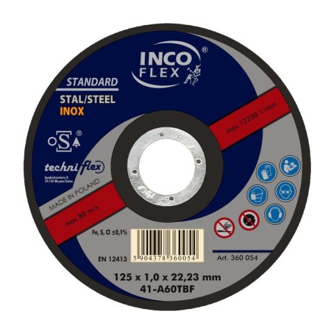 TARCZA PŁASKA T1A 125*1.0*22 TECHNIFLEX TARCZA PŁASKA T1A 125*1.0*22 TECHNIFLEX