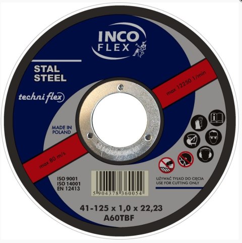 TARCZA PŁASKA T1A 125*2.0*22 TECHNIFLEX TARCZA PŁASKA T1A 125*2.0*22 TECHNIFLEX