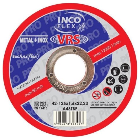 TARCZA WYPUKŁA T27 125*1.0*22 A60TBF-VRS TECHNIFLEX TARCZA WYPUKŁA T27 125*1.0*22 A60TBF-VRS TECHNIFLEX