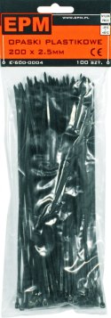 OPASKI PLASTIKOWE PA6.6 100SZT. CZARNE 300*3.6 EPM