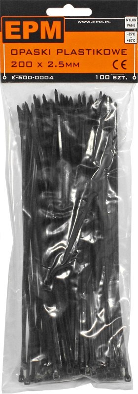 OPASKI PLASTIKOWE PA6.6 100SZT. CZARNE 80*2.5 EPM OPASKI PLASTIKOWE PA6.6 100SZT. CZARNE 80*2.5 EPM