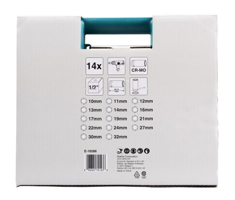 ZESTAW NASADEK UDAROWYCH 1/2'' 10-32MM 10EL. MAKITA ZESTAW NASADEK UDAROWYCH 1/2'' 10-32MM 10EL. MAKITA