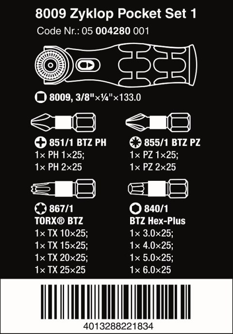 ZESTAW ZYKLOP POCKET SET 1, 13CZ. WERA ZESTAW ZYKLOP POCKET SET 1, 13CZ. WERA