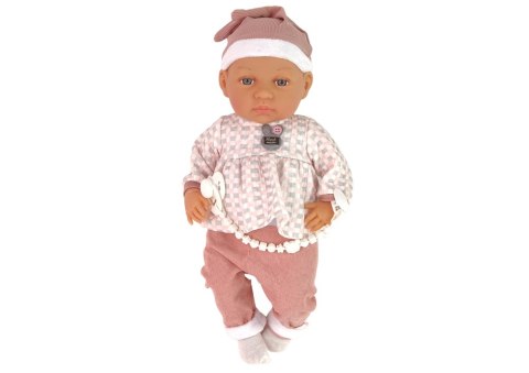 Lalka Bobas 46 cm Różowa Smoczek Kocyk Piórka LEAN Toys Lalka Bobas 46 cm Różowa Smoczek Kocyk Piórka LEAN Toys