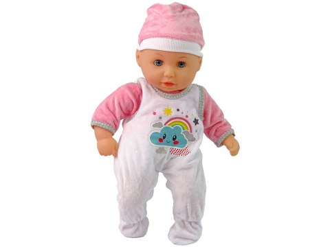 Lalka Bobas Dźwięk Smoczek Śliniaczek Różowa Biała Piżama Chmurka LEAN Toys Lalka Bobas Dźwięk Smoczek Śliniaczek Różowa Biała Piżama Chmurka LEAN Toys
