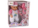 Lalka Bobas Dźwięk Smoczek Śliniaczek Różowa Biała Piżama Chmurka LEAN Toys