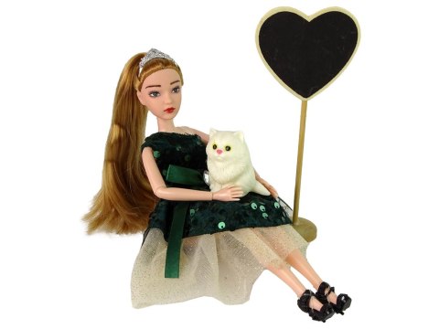 Lalka Dla Dzieci Emily Drewniane Serce Biały Kotek LEAN Toys Lalka Dla Dzieci Emily Drewniane Serce Biały Kotek LEAN Toys