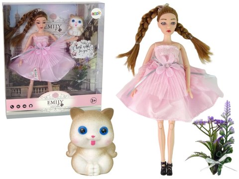 Lalka Dla Dzieci Emily Warkocze Kot Kwiaty LEAN Toys Lalka Dla Dzieci Emily Warkocze Kot Kwiaty LEAN Toys
