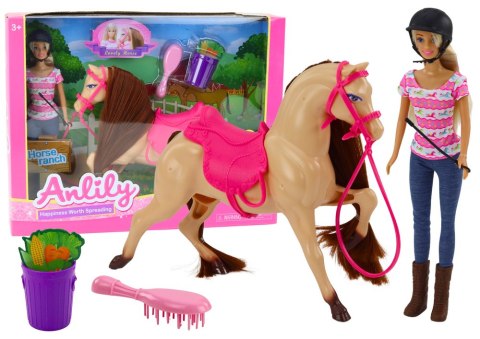 Zestaw Lalka Anlily Dżokejka Koń Akcesoria LEAN Toys Zestaw Lalka Anlily Dżokejka Koń Akcesoria LEAN Toys