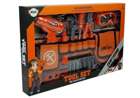 Zestaw Majsterkowicza Pas Wiertarka Śrubki Kleszcze Młotek LEAN Toys Zestaw Majsterkowicza Pas Wiertarka Śrubki Kleszcze Młotek LEAN Toys