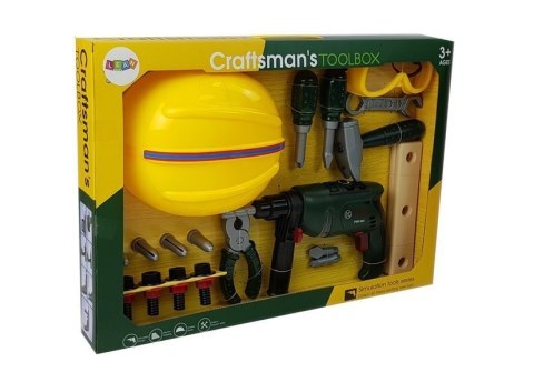 Zestaw Majsterkowicza Wiertarka na Baterie Okulary Ochronne Kask LEAN Toys Zestaw Majsterkowicza Wiertarka na Baterie Okulary Ochronne Kask LEAN Toys