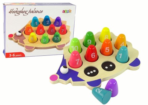 Drewniany Jeż Edukacyjny 10 Pionków Kolorowy LEAN Toys Drewniany Jeż Edukacyjny 10 Pionków Kolorowy LEAN Toys